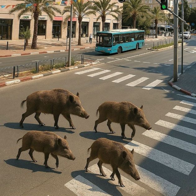 Жители и кабаны — соседи не по желанию: как Хайфа борется с этим явлением